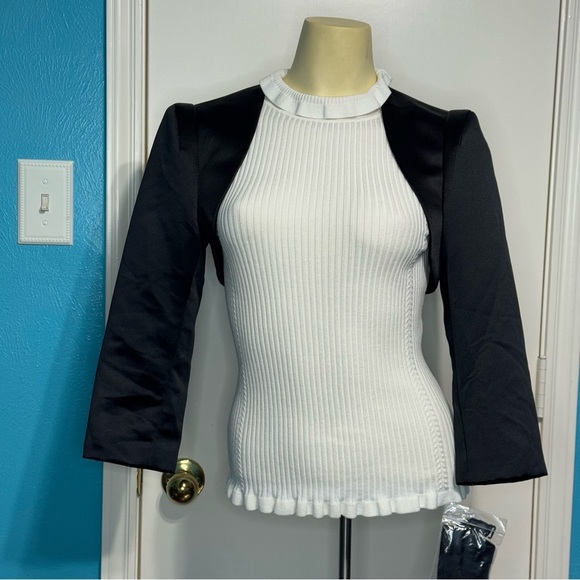 TAHARI Arthur S. Levine Elegant Black Shrug Sateen look in size small NWT - Picture 6 of 12